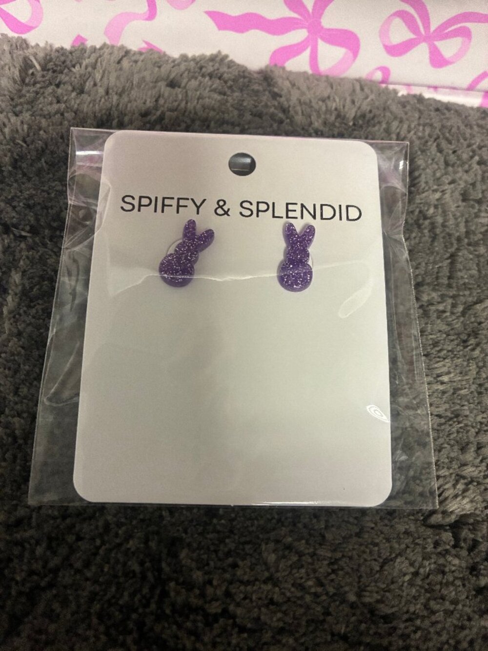 Spiffy and Splendid Purple Bunny Earrings